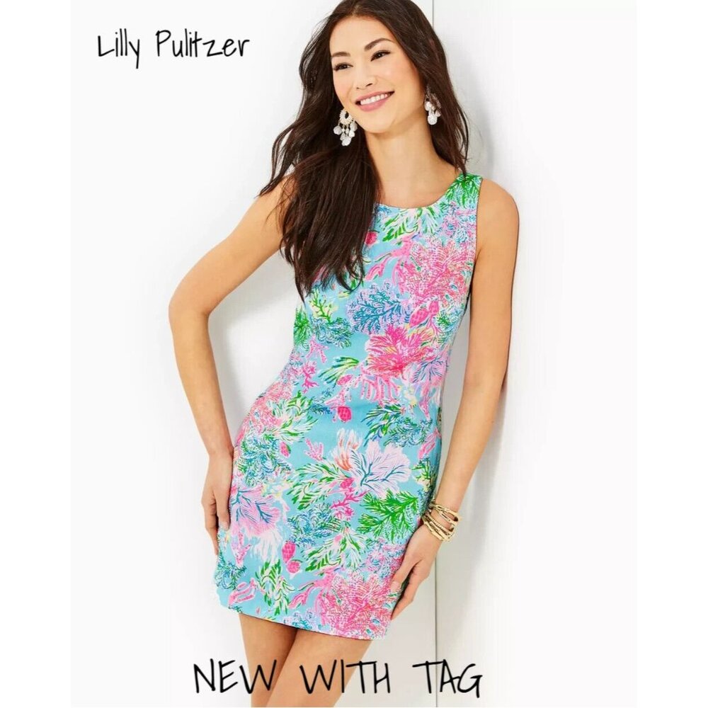 Lilly Pulitzer Blue Floral Mini Dress with Pink & Green Accents